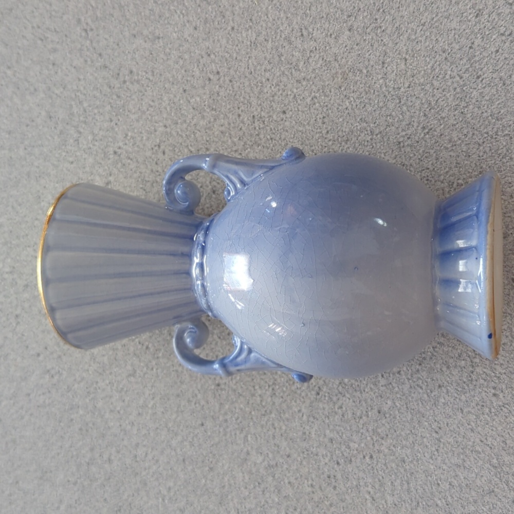 Vintage Light Blue Royal Copley Double Handled Vase